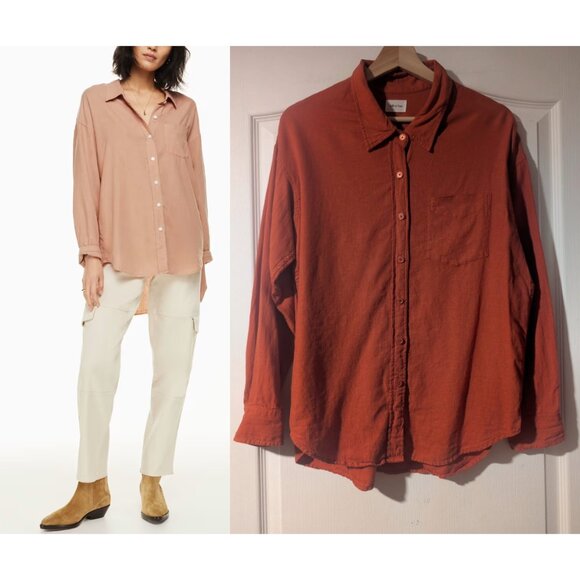 Aritzia Wilfred Free | Relaxed Linen Shirt In Terracotta - Picture 1 of 12